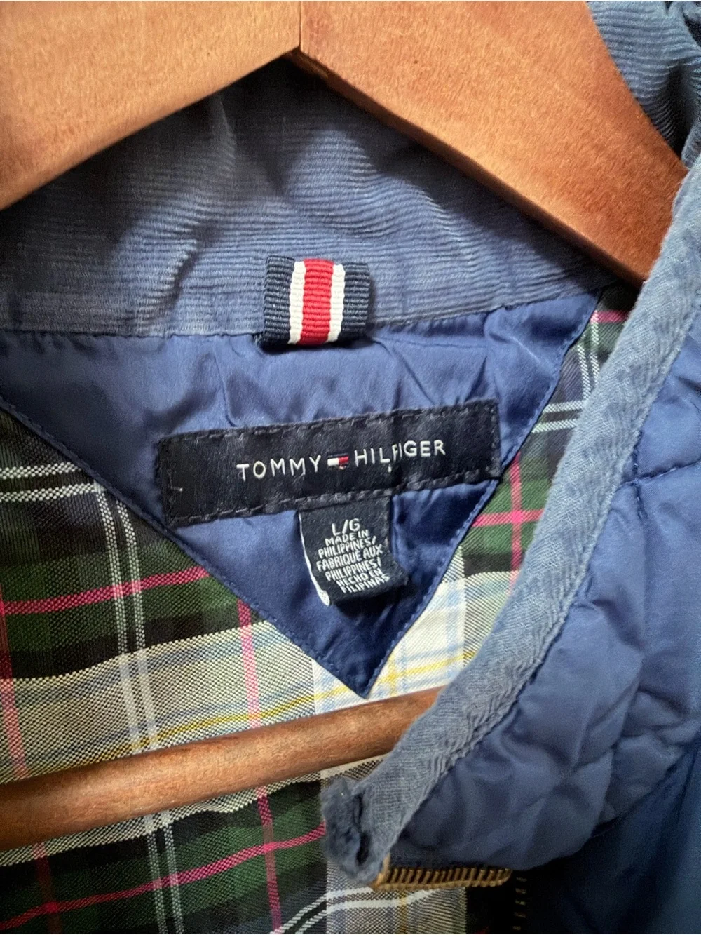 Tommy Hilfiger Quilted Blue Unisex Vest with Plaid Lining
